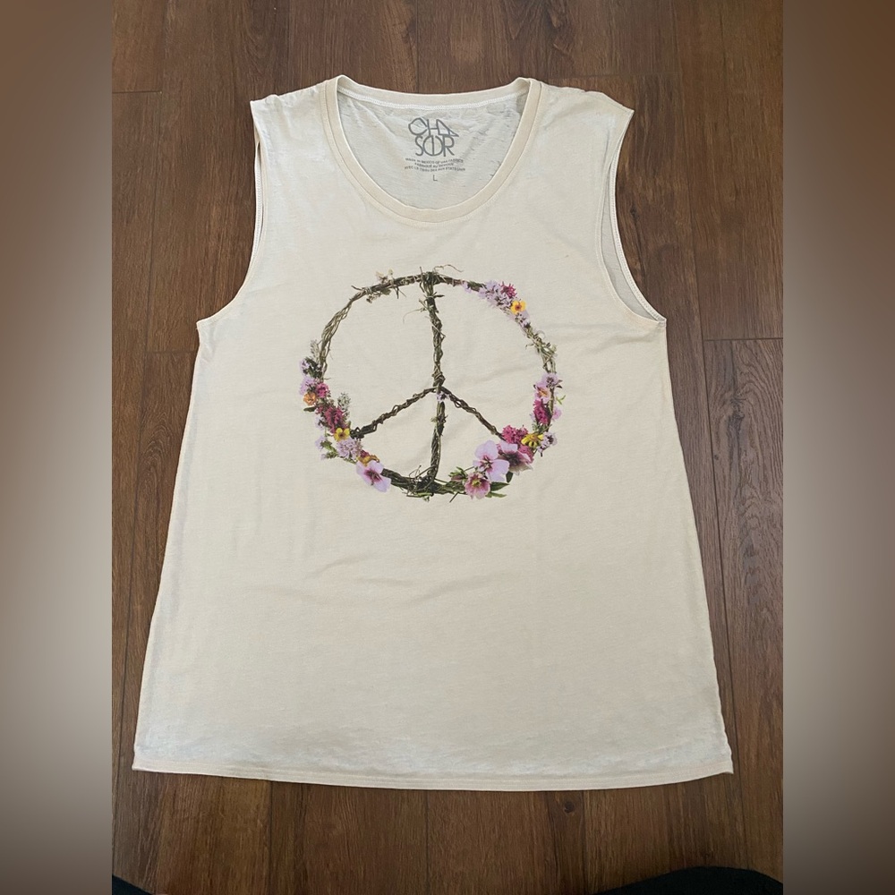 Chaser Cream Floral Peace Tank - Picture 2 of 5